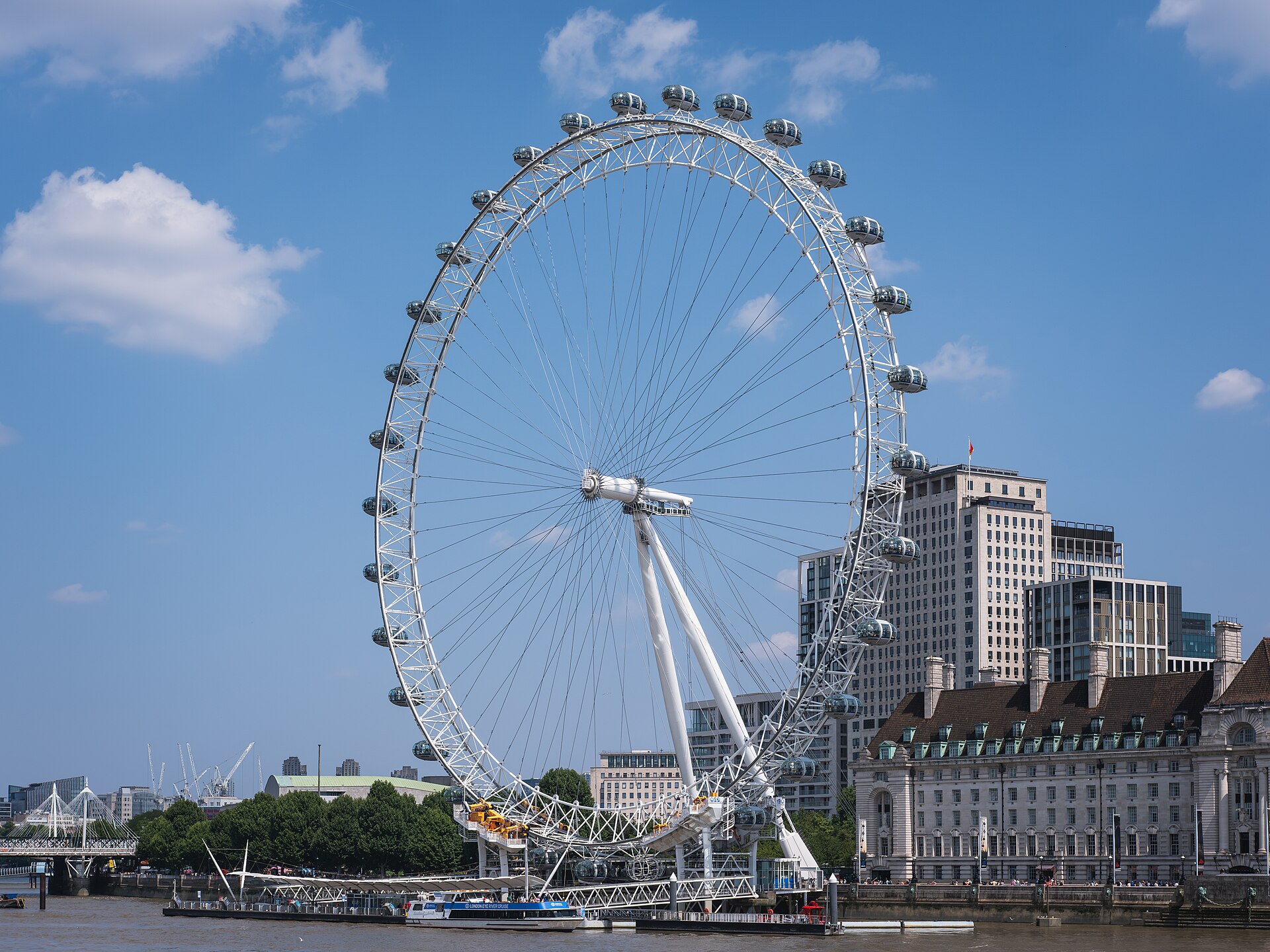 Il London Eye visto dalla riva nord del Tamigi